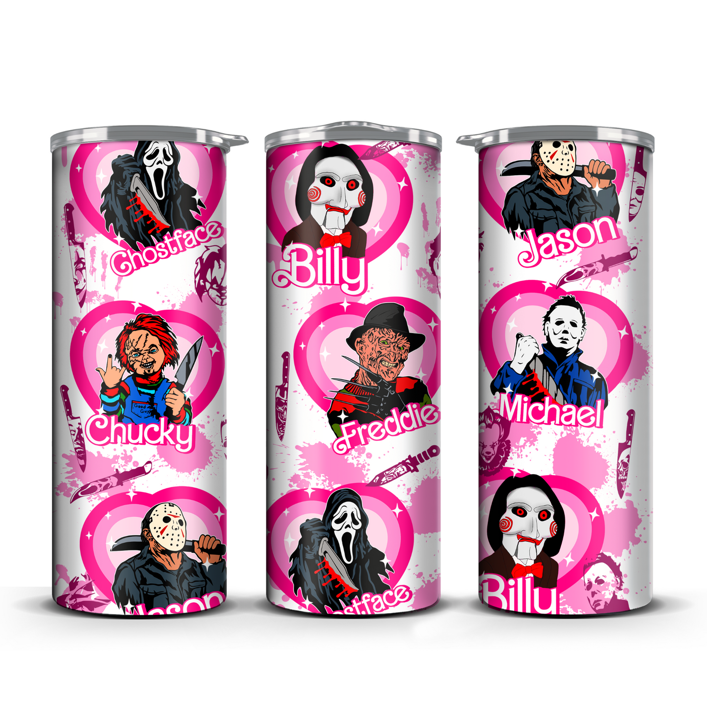 Pink Hearts Horror Faves Tumbler