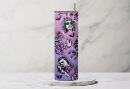 Pink Fave Horror Faces 3D Tumbler